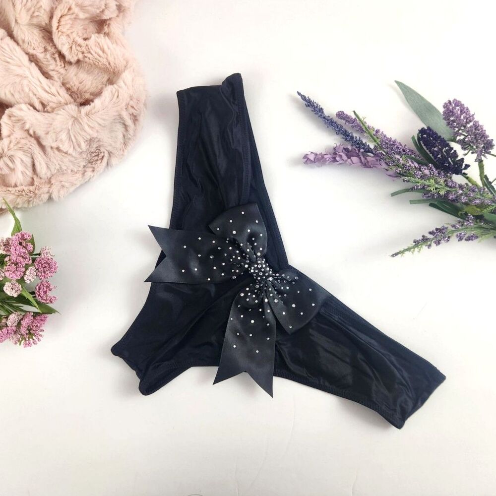 SMALL Victoria's Secret Black Back Bow Cheeky Panty